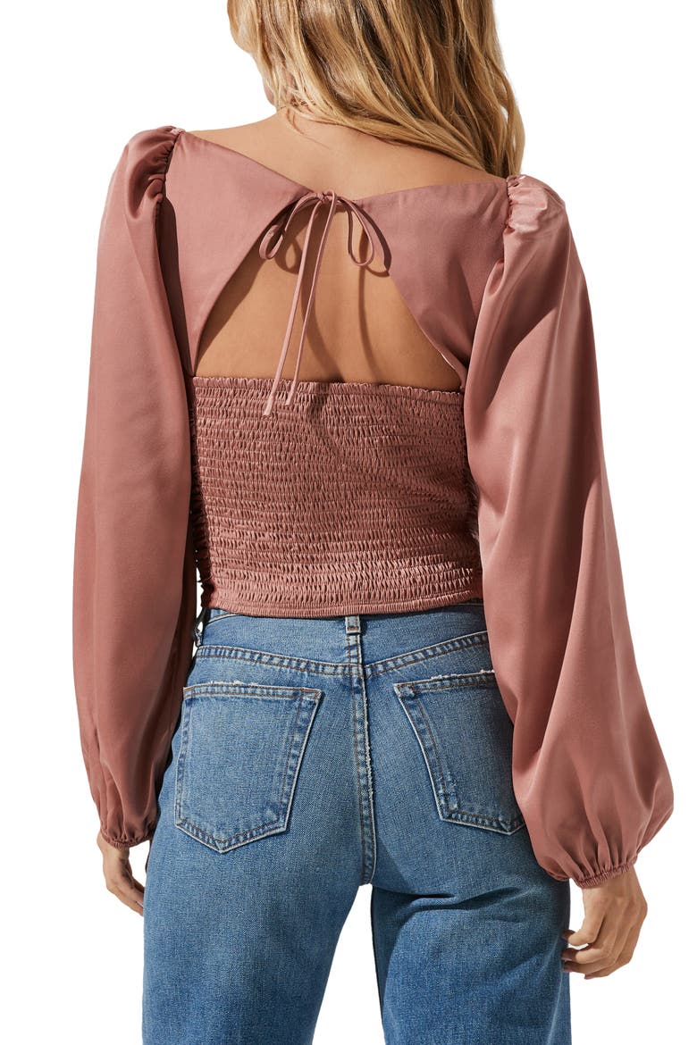 Milkmaid Tie Back Blouse, Alternate, color, DARK BLUSH