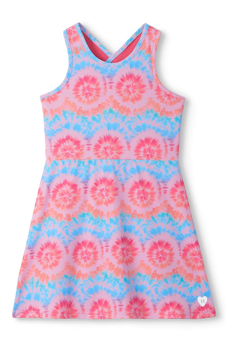 Kids' Starburst Tie Dye Active A-Line Dress, Main, color, PURPLE