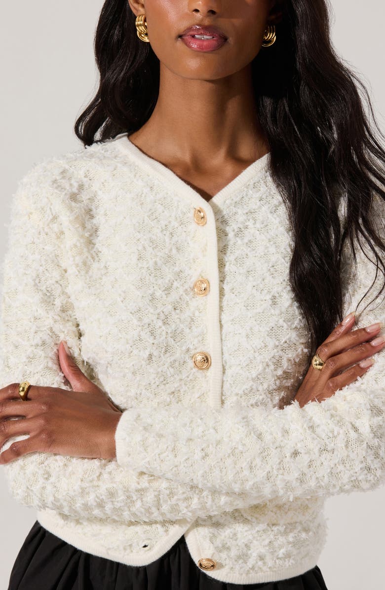 ASTR the Label Texture Stitch Cardigan, Alternate, color, Off White