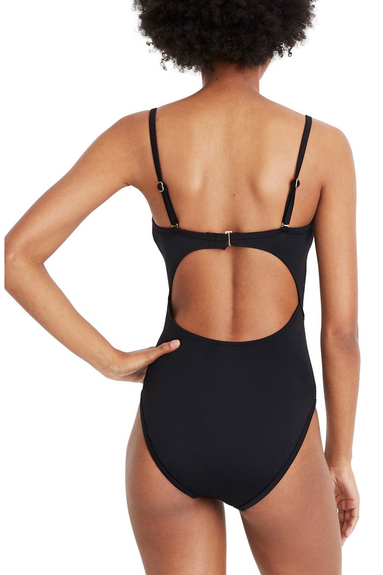 Second Wave Cutout One-Piece Swimsuit, Alternate, color, TRUE BLACK