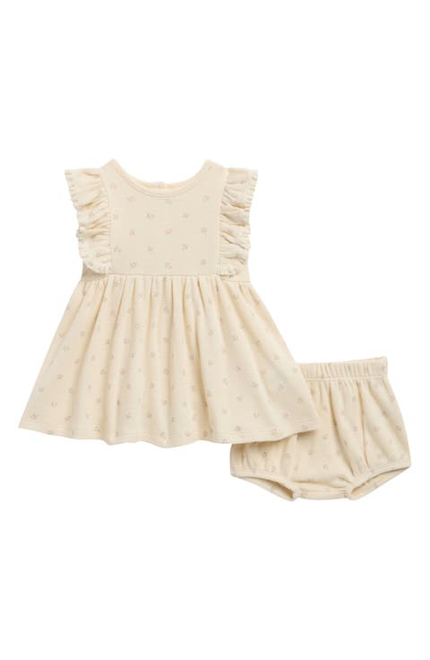 Kids' Ditsy Floral Ruffle Trim Dress & Bloomers Set (Baby & Toddler)
