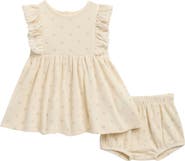 QUINCY MAE Kids' Ditsy Floral Ruffle Trim Dress & Bloomers Set