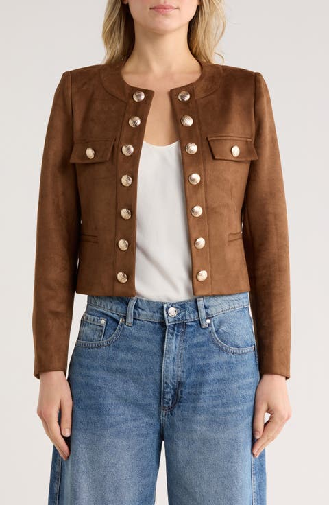 Crop Faux Suede Jacket