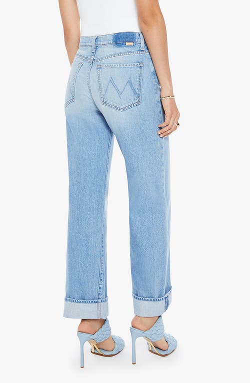 Mother The Dodger Button Hover Cuff Wide Leg Jeans In Blue