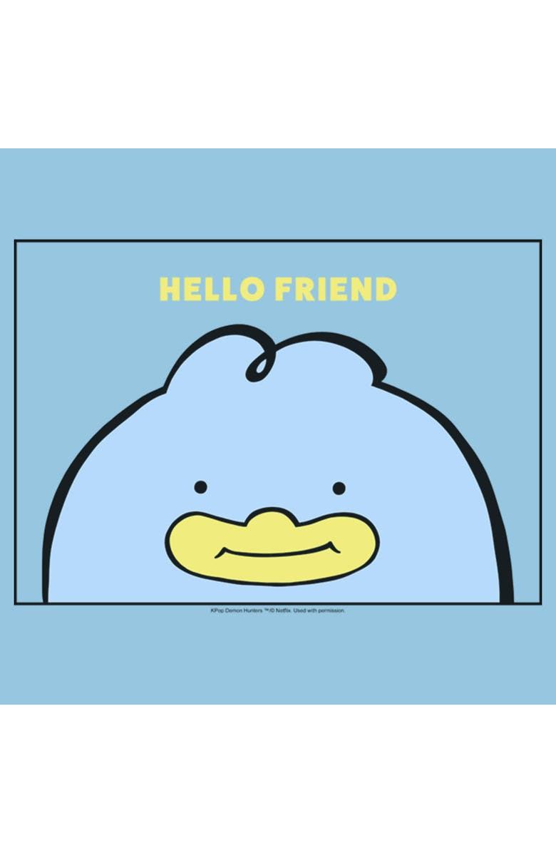 KPop Demon Hunters Boy's KPop Demon Hunters Hello Friend Duck Graphic T-Shirt, Alternate, color, Light Blue
