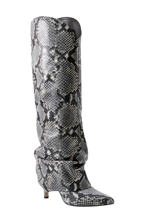 Nairene Snakeskin Embossed Knee High Boot (Women)