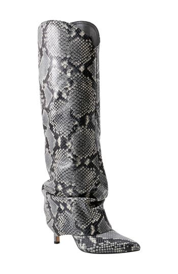 Marc Fisher Ltd Nairene Snakeskin Embossed Knee High Boot In Light Natural 110