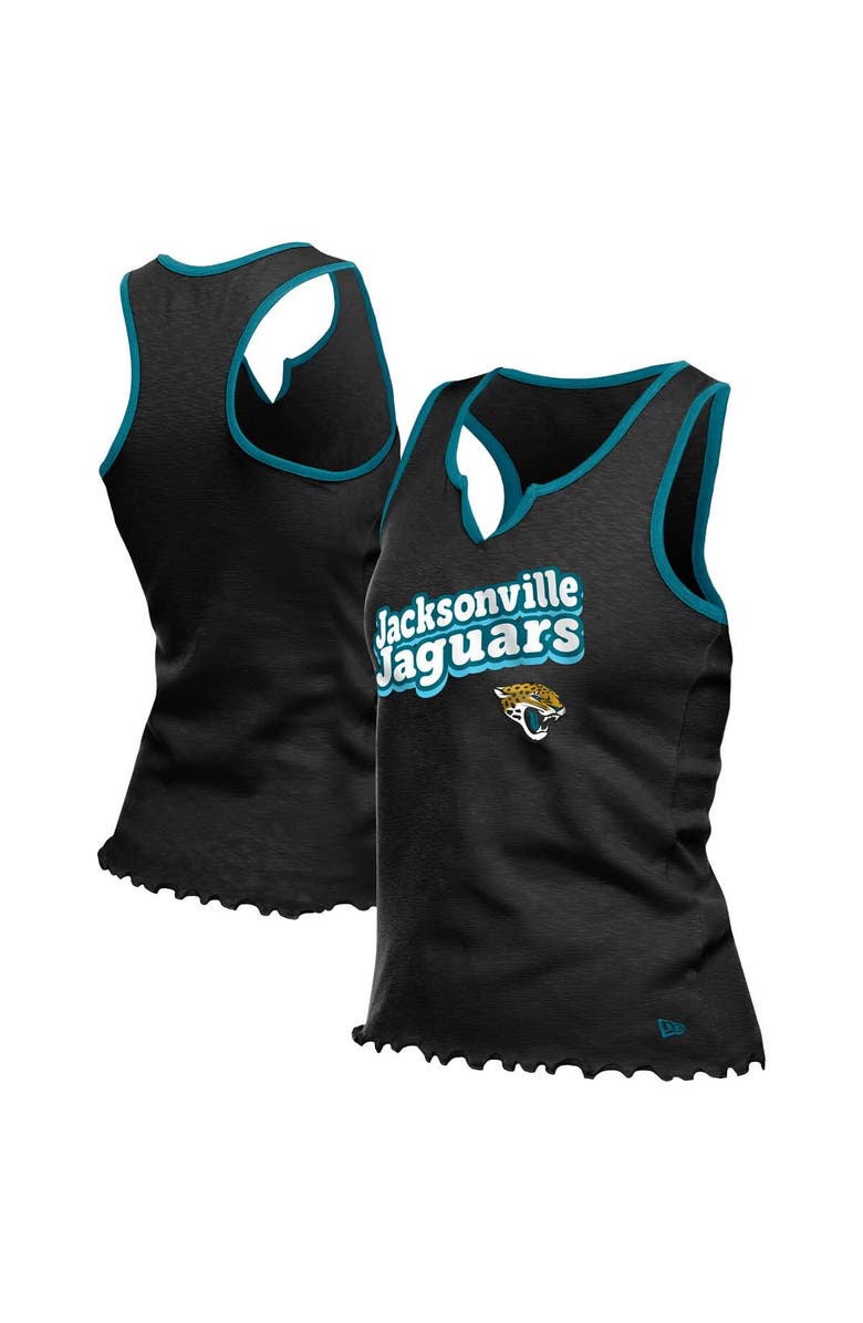 New Era Women's New Era  Black Jacksonville Jaguars Lettuce Hem Notch Neck Tri-Blend Tank Top, Main, color, Black
