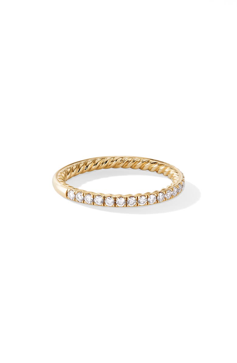 David Yurman DY Eden Partway Band Ring in 18K Yellow Gold with Pavé Diamonds, Main, color,
