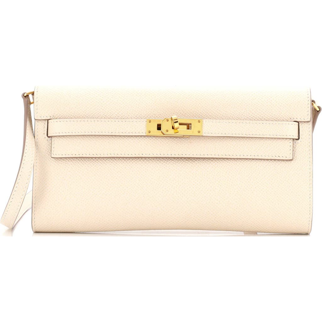 Pre-owned Hermes Hermes Kelly To Go Wallet Epsom In Gray
