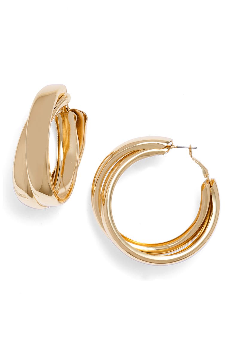 Split Hoop Earrings, Main, color, GOLD
