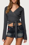 EDIKTED Roccia Stud Wrap Crop Top