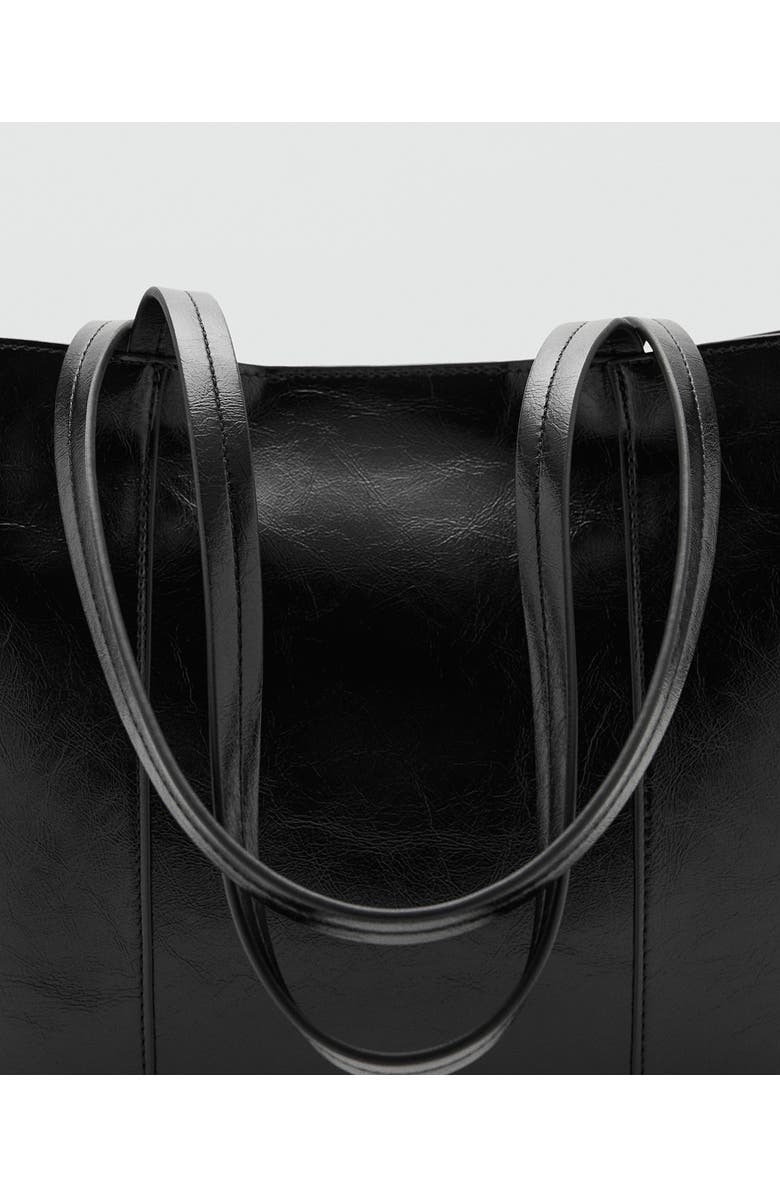 MANGO Medium Faux Leather Shopper Bag, Alternate, color,