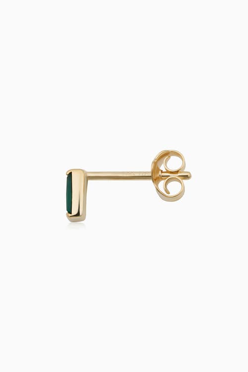 Oradina 14k Gold Fresco Baguette Micro Single Stud In Yellow Gold - Green Zirconia