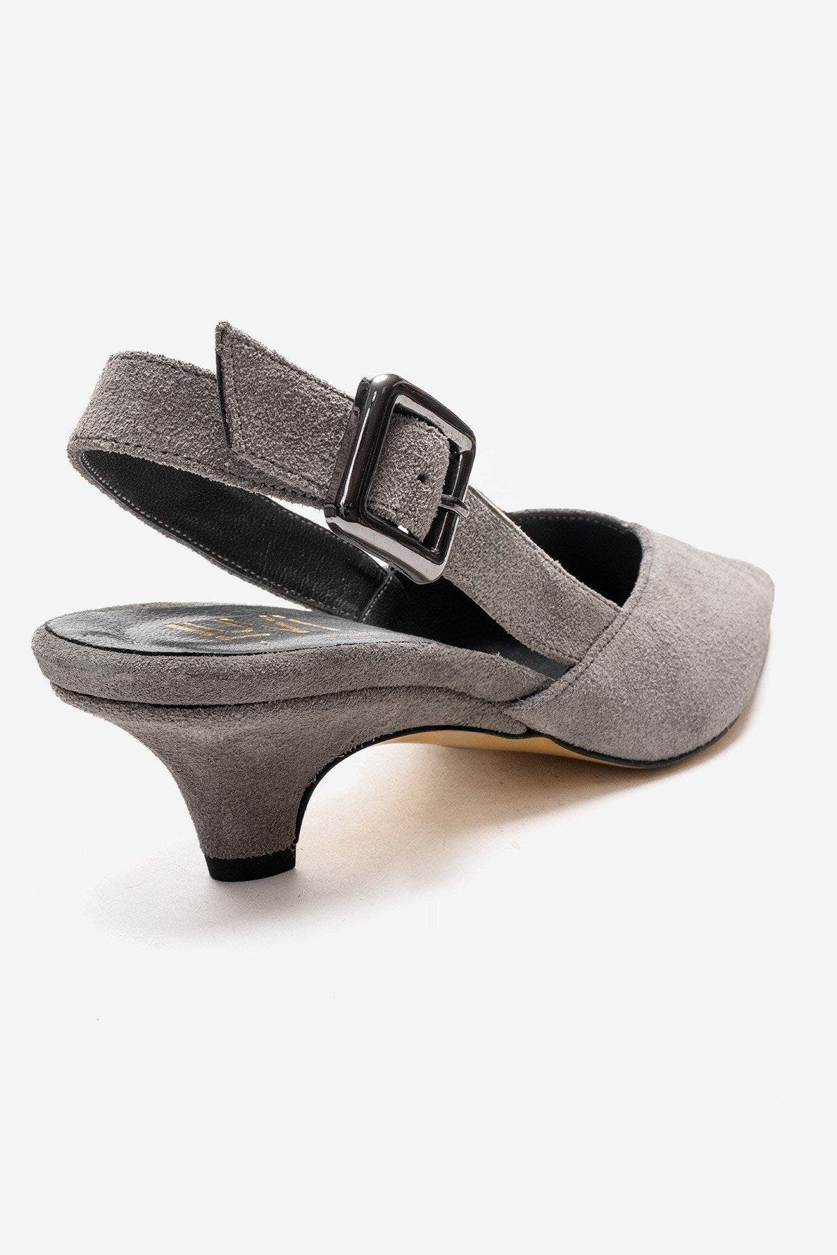 Forever & Always Shoes Dioris Leather Slingback Kitten Heel Pump, Alternate, color, Grey Suede