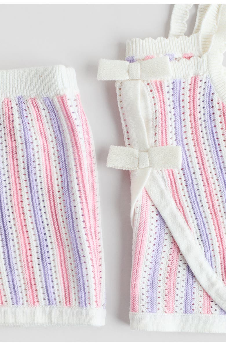 H&M 2-piece Textured-knit Set, Alternate, color, Light Pink/Striped