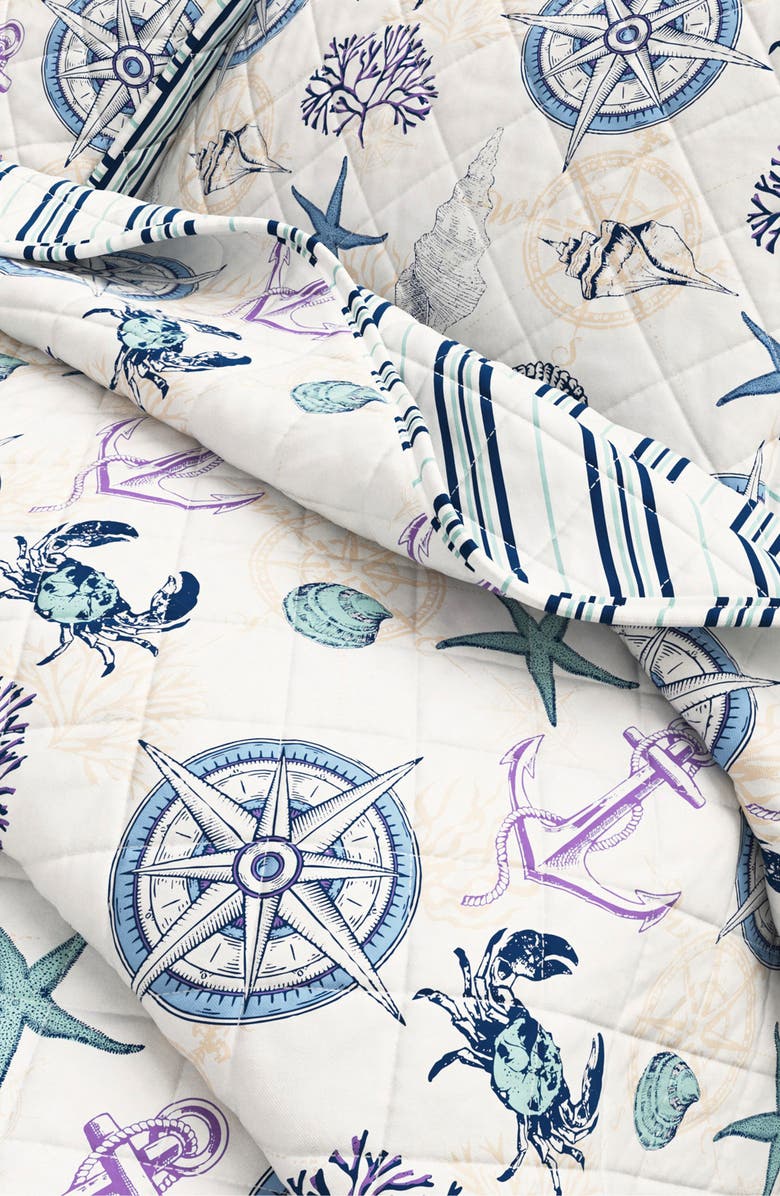Woven & Weft Nautical Reversible Microfiber Quilt Set, Alternate, color, Nautical Motif