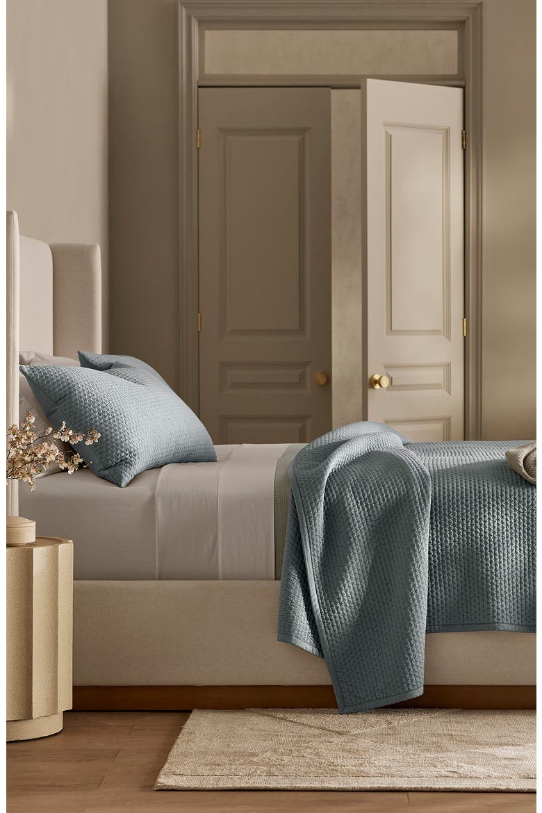 Signature Texture Stitch Organic Cotton Quilt, Alternate, color, BLUESTONE