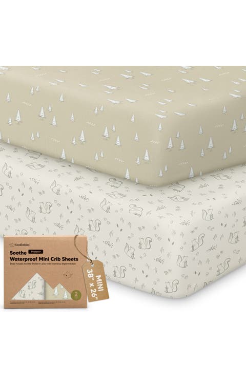2-Pack Soothe [Protect+] Waterproof Mini Crib Sheets