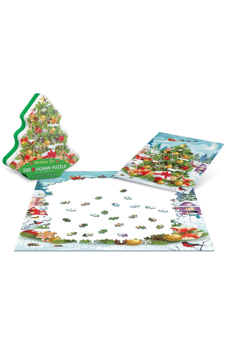 Eurographics Puzzle Tin Christmas Tree 550 Piece Jigsaw, Alternate, color, Multicolored
