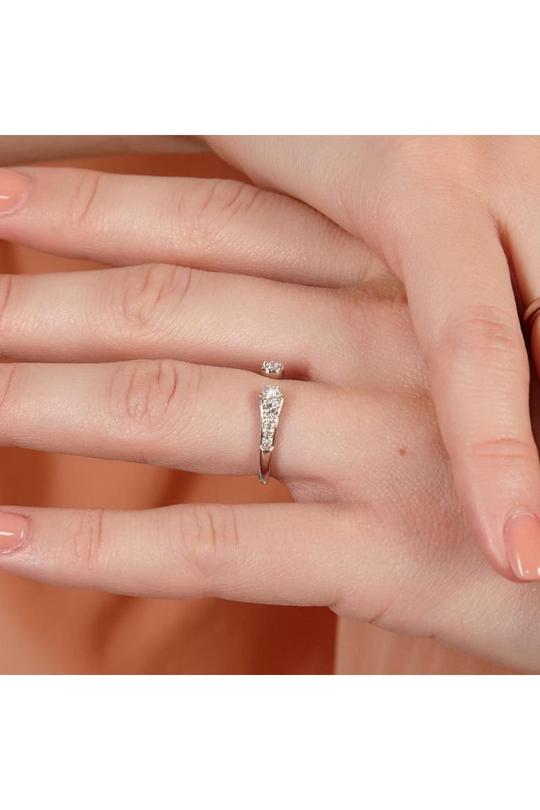 Open Skinny Drip Ring with White Topaz, Alternate, color, Sterling Silver