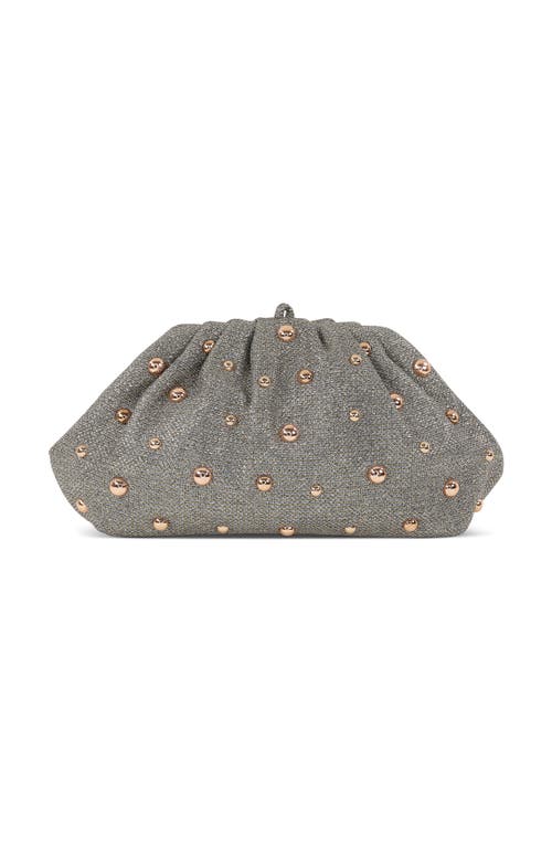 Jewel Badgley Mischka Margot Beaded Pouch Clutch In Gray