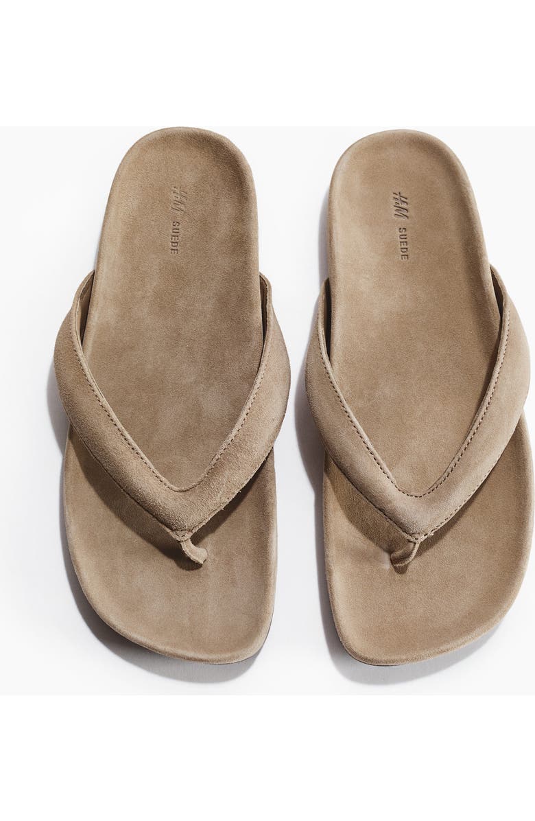 H&M Leather Flip-flops, Main, color, Taupe