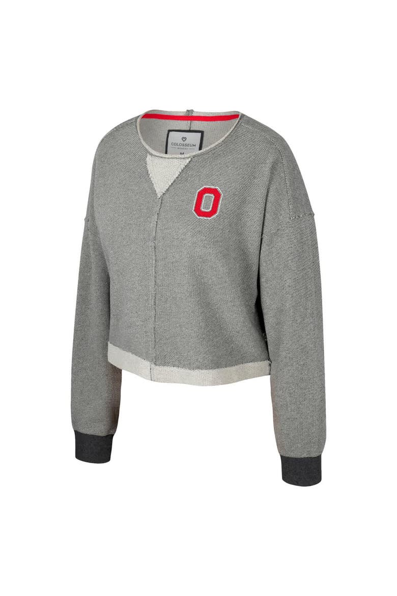 Women's Colosseum Charcoal Ohio State Buckeyes Magnum Scoop Neck Cropped Pullover Sweatshirt, Alternate, color, Charcoal