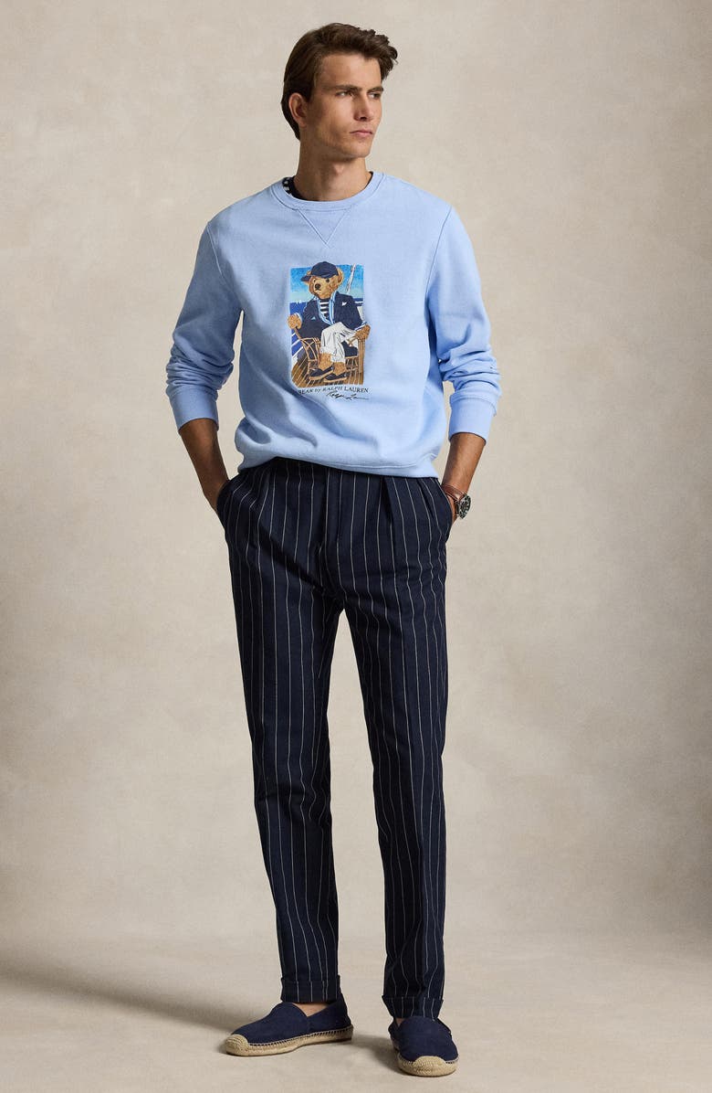 Polo Ralph Lauren Polo Bear Cotton Fleece Crewneck Sweatshirt, Alternate, color, Newport Bear- Office Blue