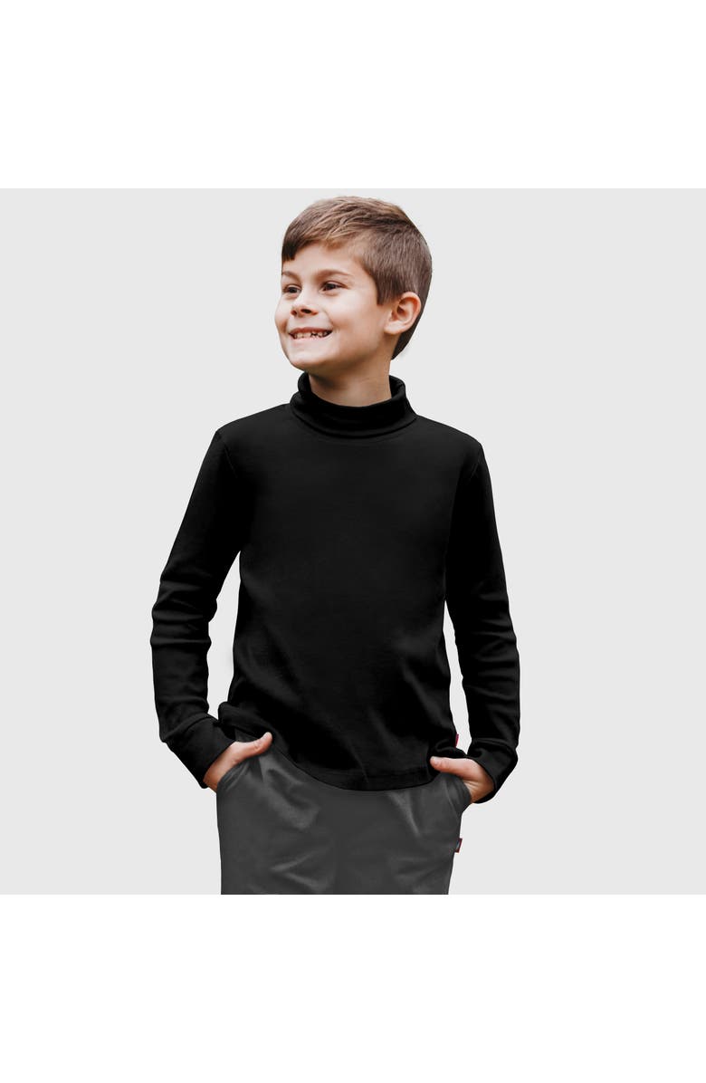 CITY THREADS Boys and Girls Soft Cotton Turtleneck, Main, color, Black