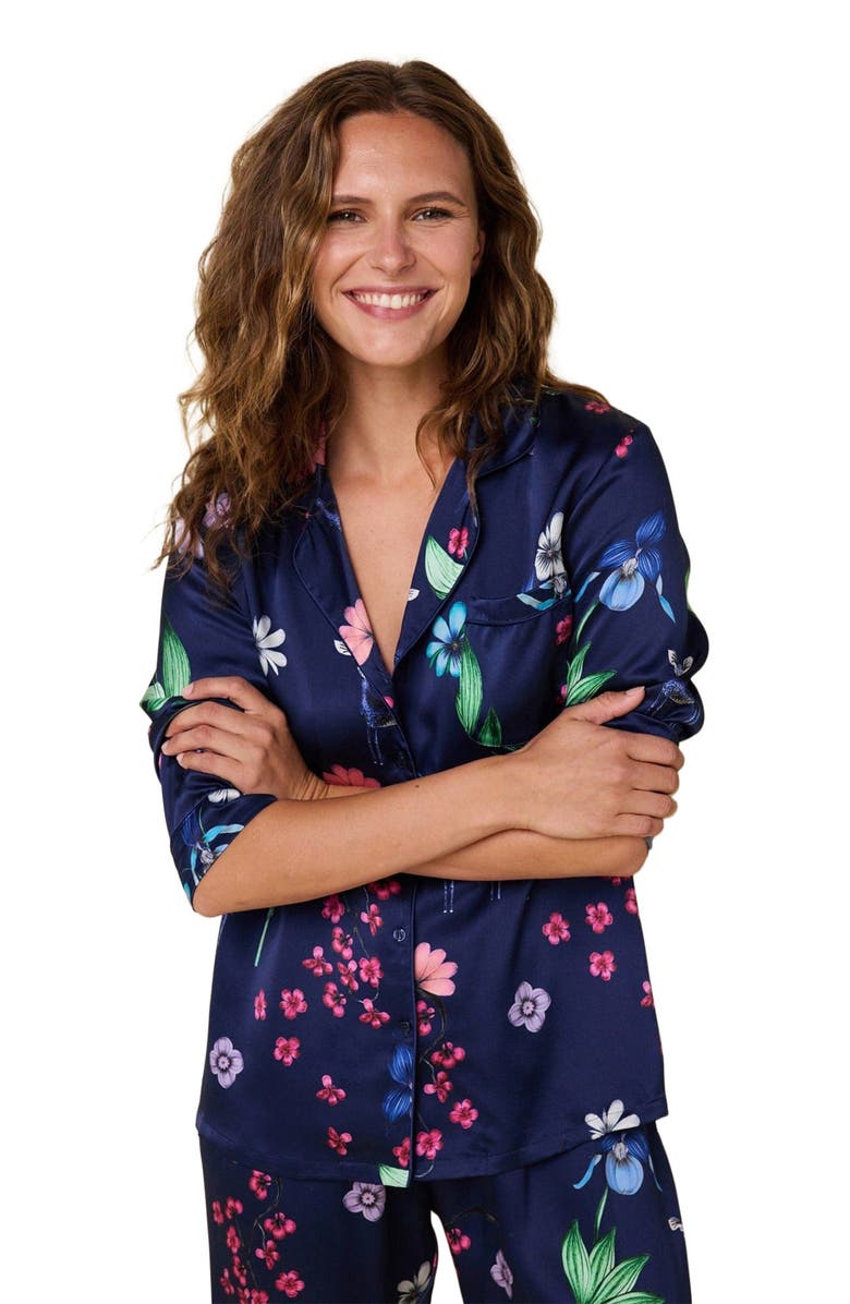 The Cat's Pajamas Silk Pajama Set, Alternate, color, Deerly