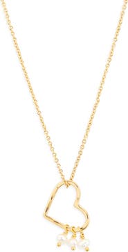 Kiara by Ki-ele Esther Pearl Charm Heart Pendant Necklace