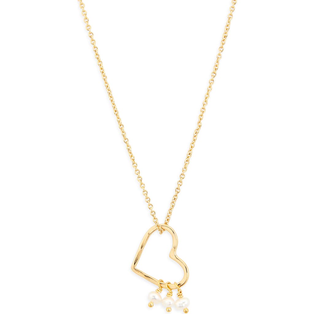 Ki-ele Esther Pearl Charm Heart Pendant Necklace In Gold