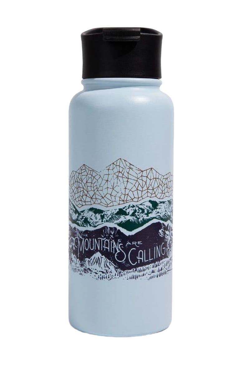 32 OZ Mountains are Calling Steel Bottle, Main, color, Blue Glass