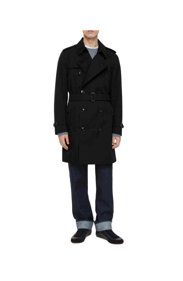 Burberry Mid-length Kensington Heritage Trench Coat, Alternate, color, Black