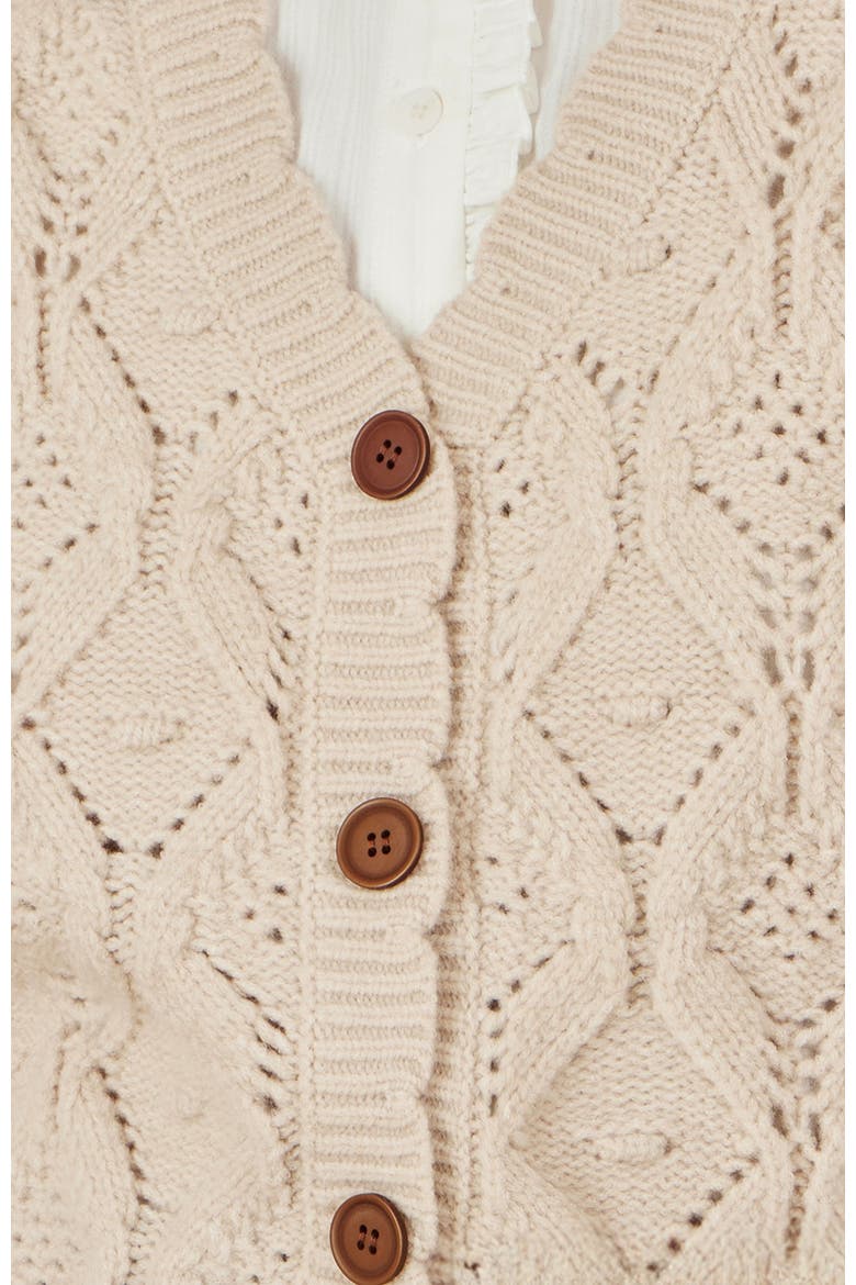 Button Up Chunky Cable Knit Waistcoat, Alternate, color, Ivory