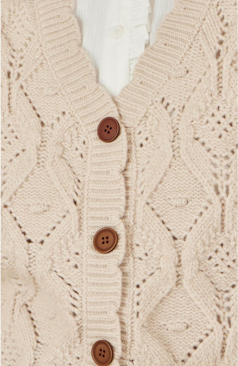 Yumi Button Up Chunky Cable Knit Waistcoat, Alternate, color, Ivory