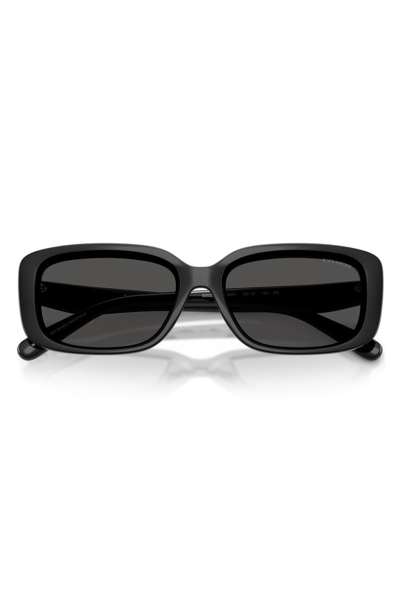 COACH 57mm Rectangular Sunglasses, Alternate, color, Black / Grey Solid