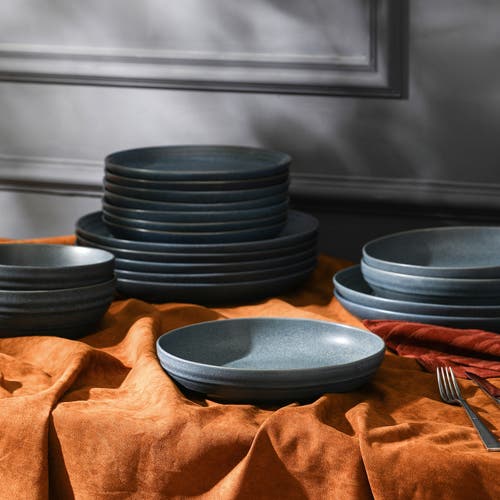 Stone Lain Elio Stoneware 4-piece Pasta Bowl Set In Blue