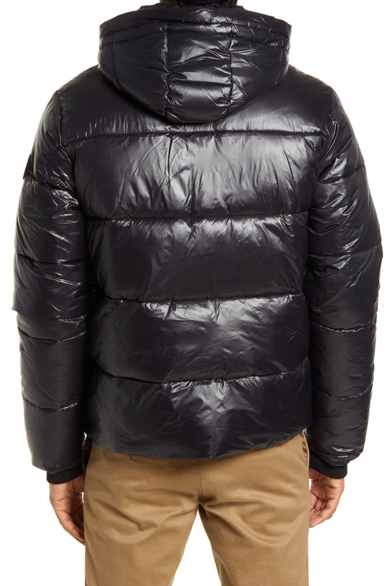 Men's Hank Luxe Shine Puffer Coat, Alternate, color, BLACK