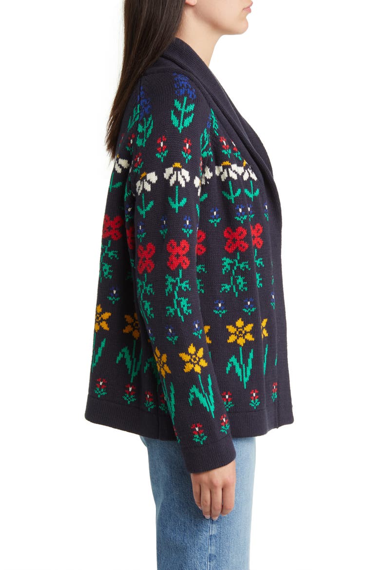 The Garden Lodge Shawl Collar Open Sweater, Alternate, color, NAVY