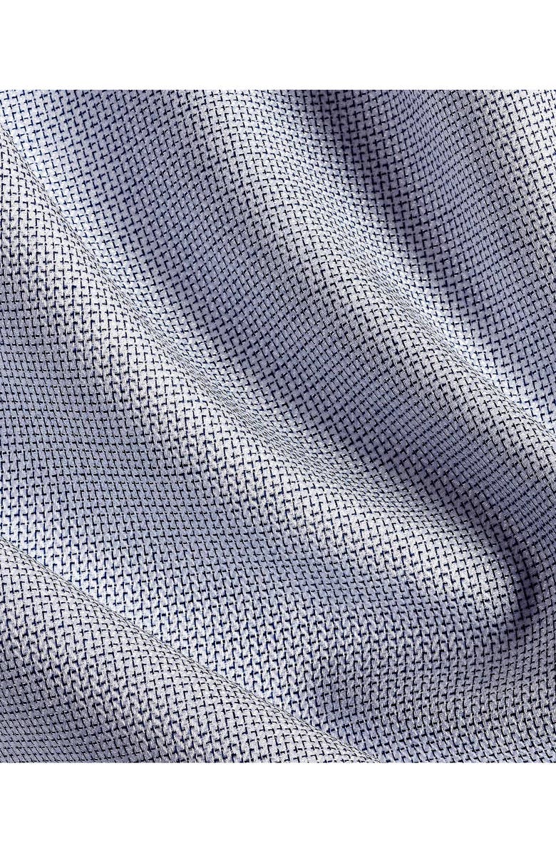 David Donahue Trim Fit Herringbone Micro Print Cotton & Silk Dress Shirt, Alternate, color, Navy/ White