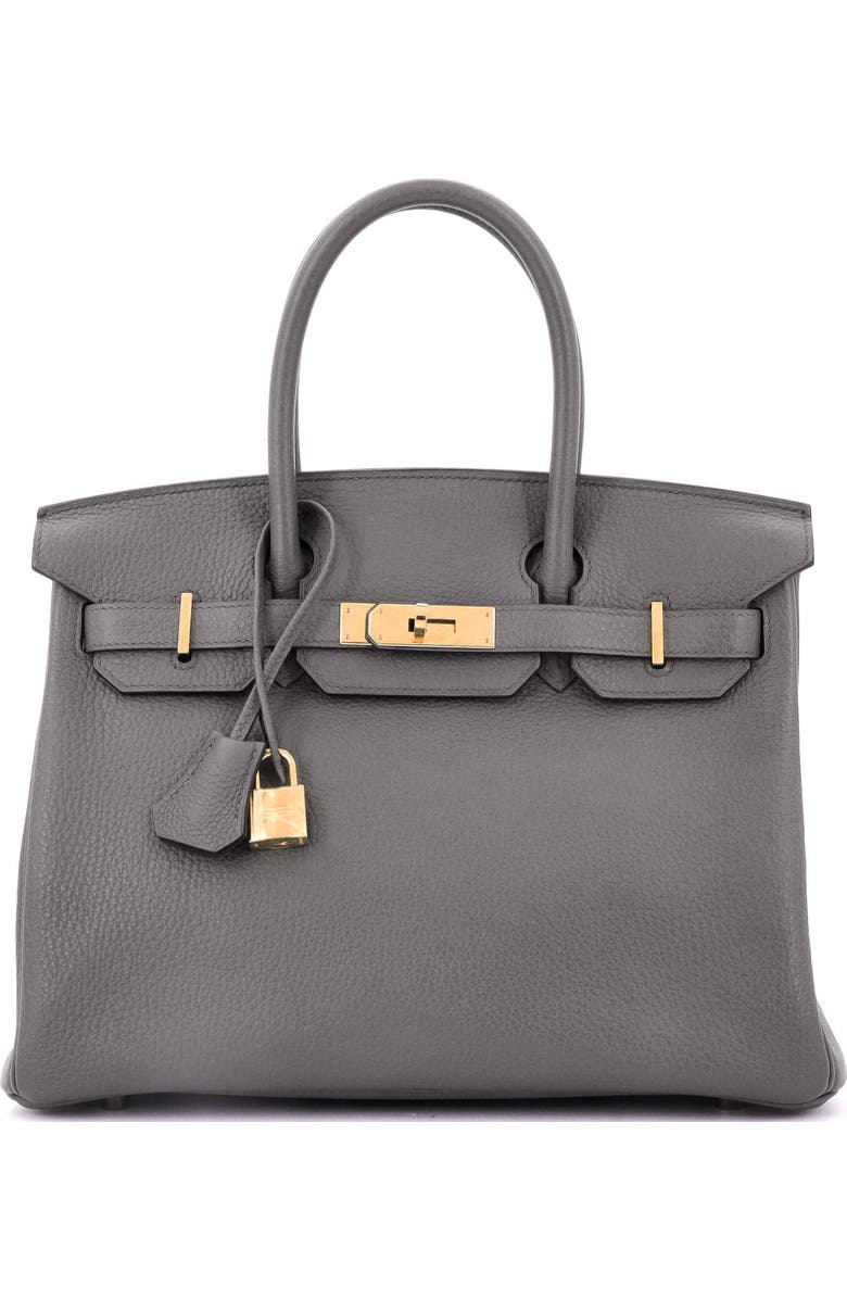 Pre-Owned Hermes Birkin Handbag Grey Togo with Gold Hardware 30, Main, color, Etain