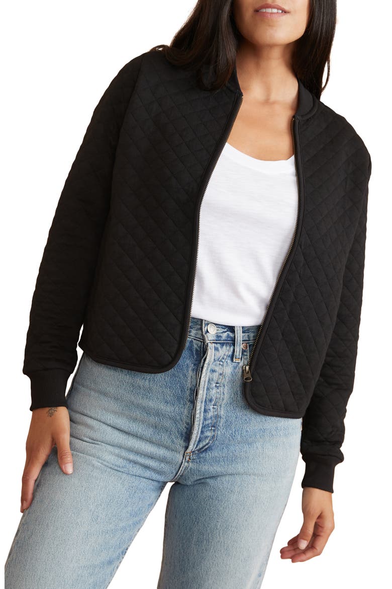 Corbet Quilted Bomber Jacket, Alternate, color, BLACK