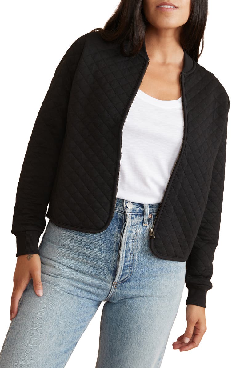 Marine Layer Corbet Quilted Bomber Jacket, Alternate, color, Black