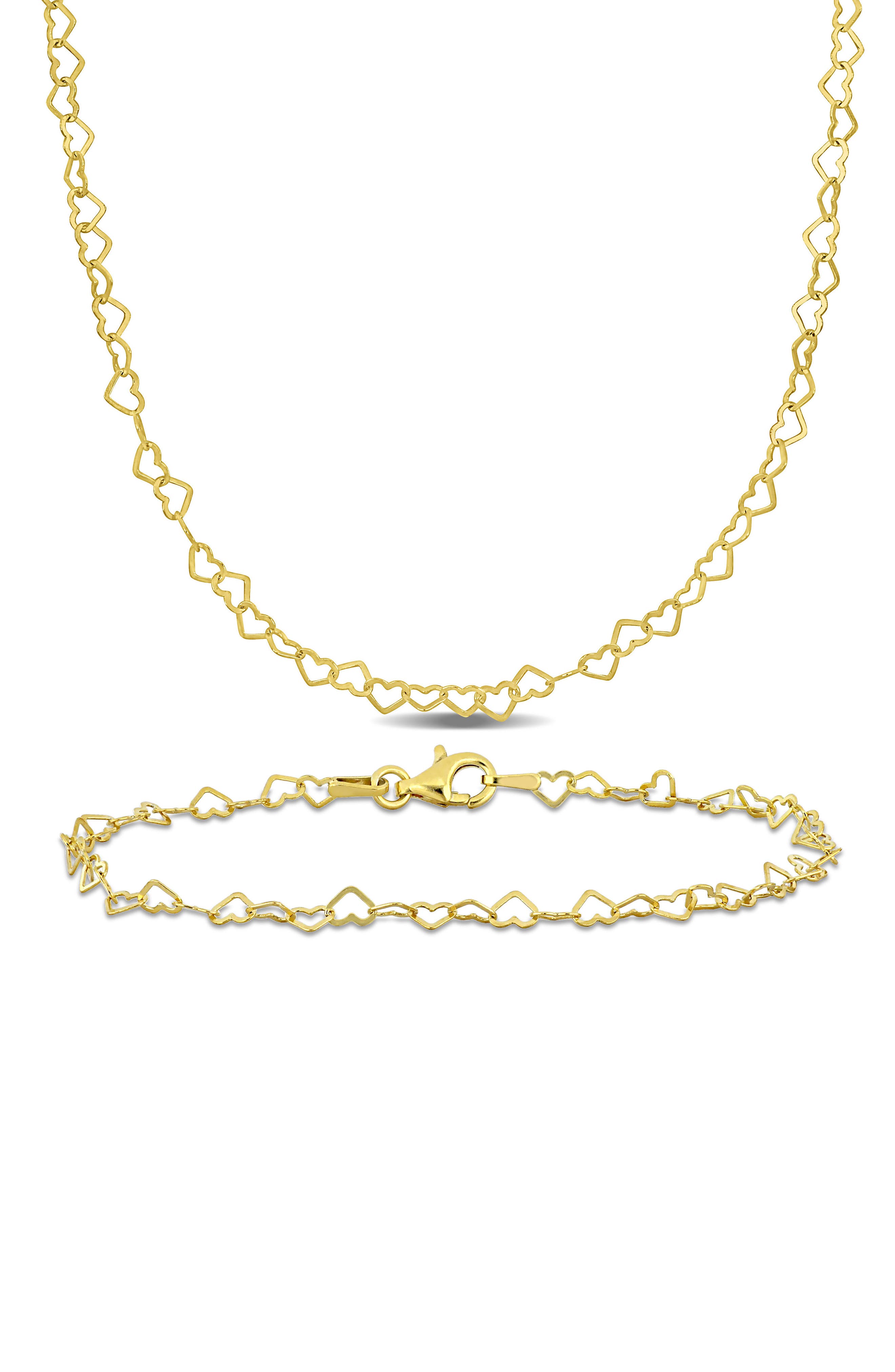 DELMAR 3mm Heart Link Chain Necklace