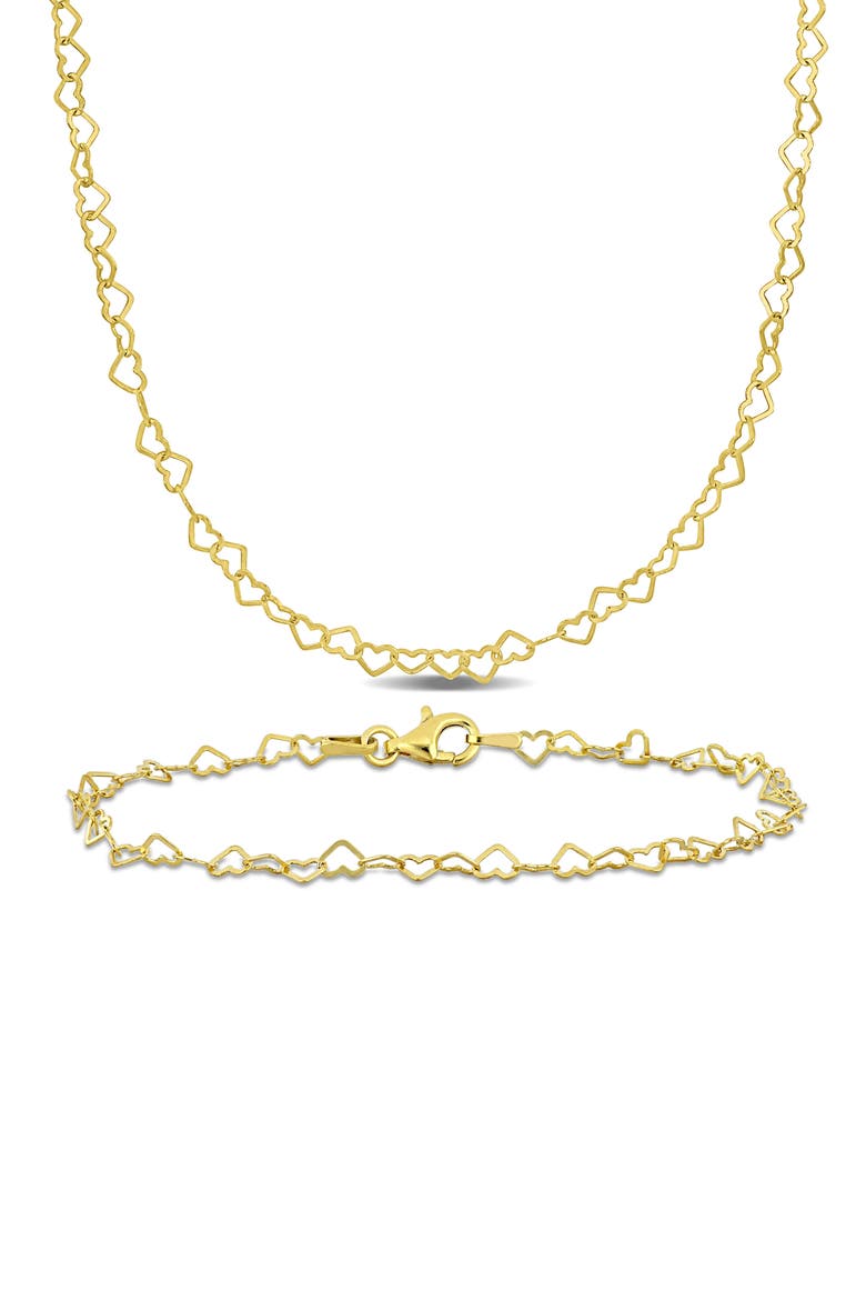 3mm Heart Link Chain Necklace, Main, color, YELLOW GOLD