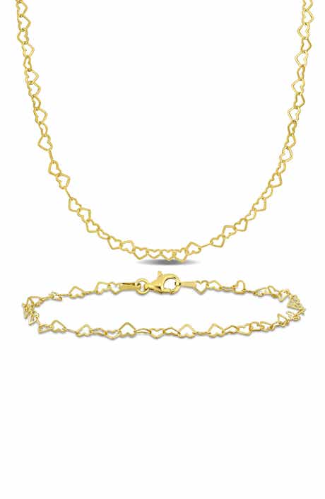 DELMAR 3mm Heart Link Chain Necklace