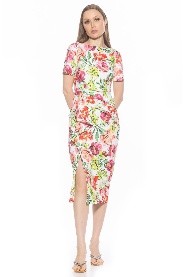 Zayd Midi Sheath Dress, Alternate, color, LARGE FLORAL