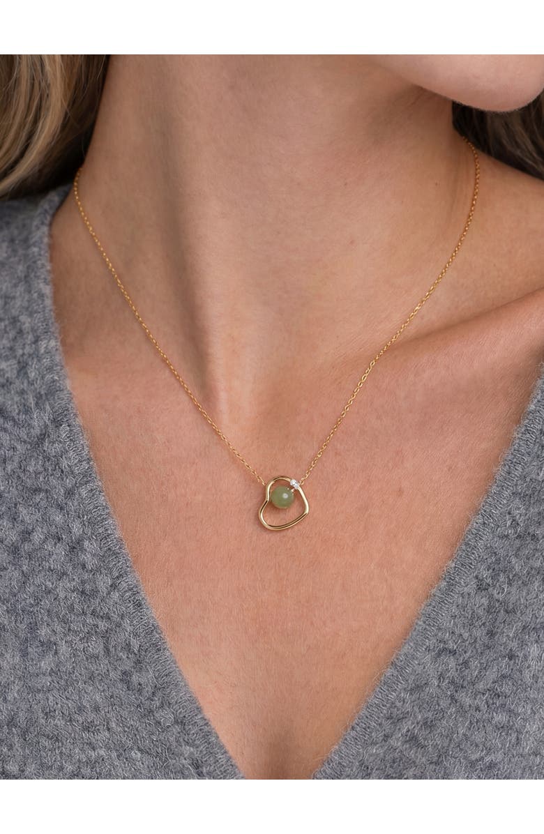 seree Maison heart Green jade & zircon pendant necklace, Alternate, color, 